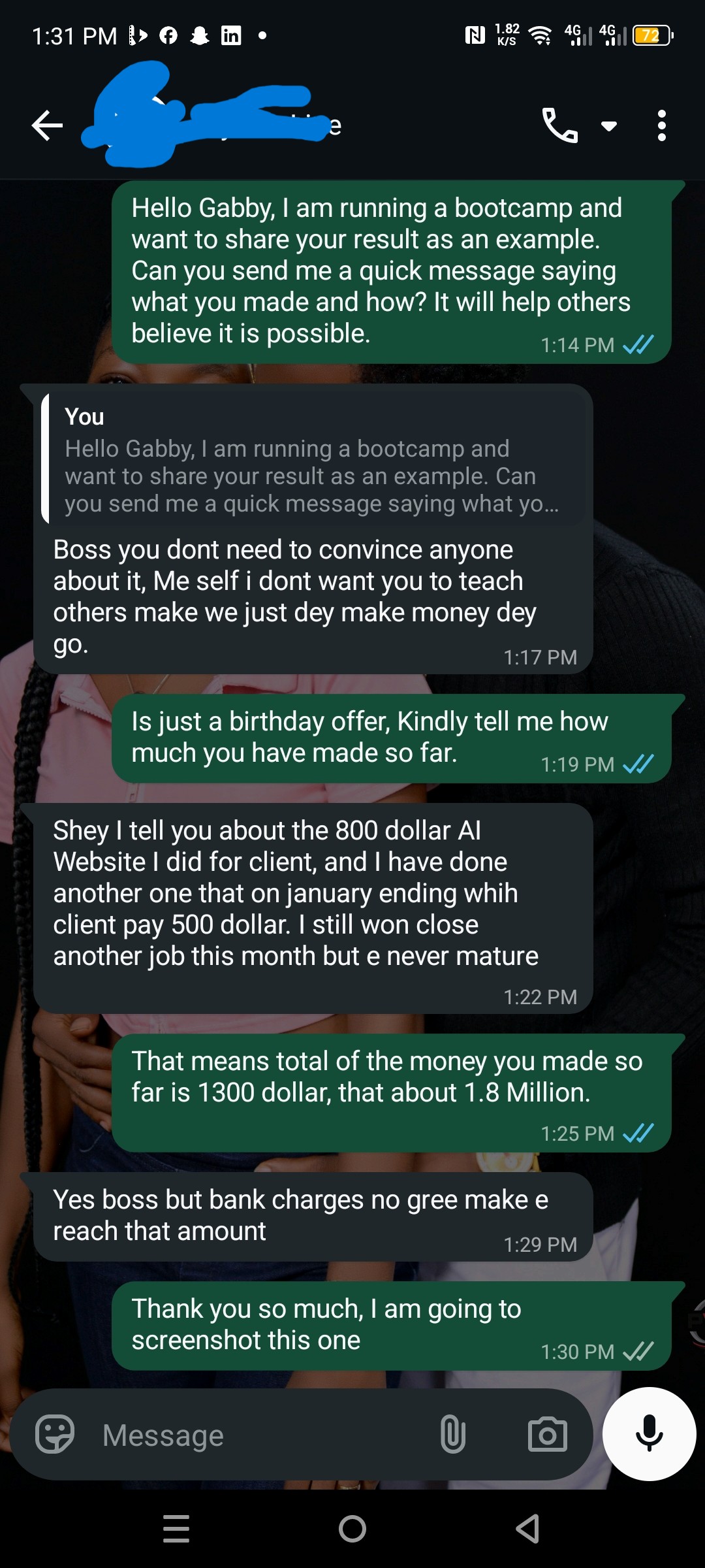 Client made $1300 with AI websites